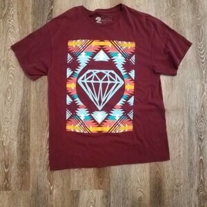 🦋 2 Monkeys Graphic Aztec Diamond T shirt Large